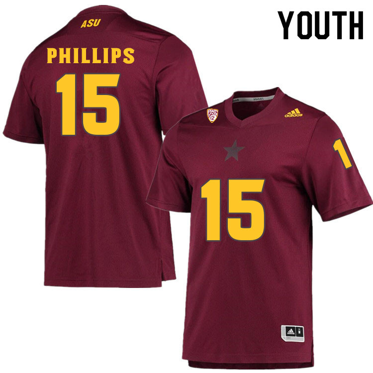 Youth #15 Cam PhillipsArizona State Sun Devils College Football Jerseys Sale-Maroon